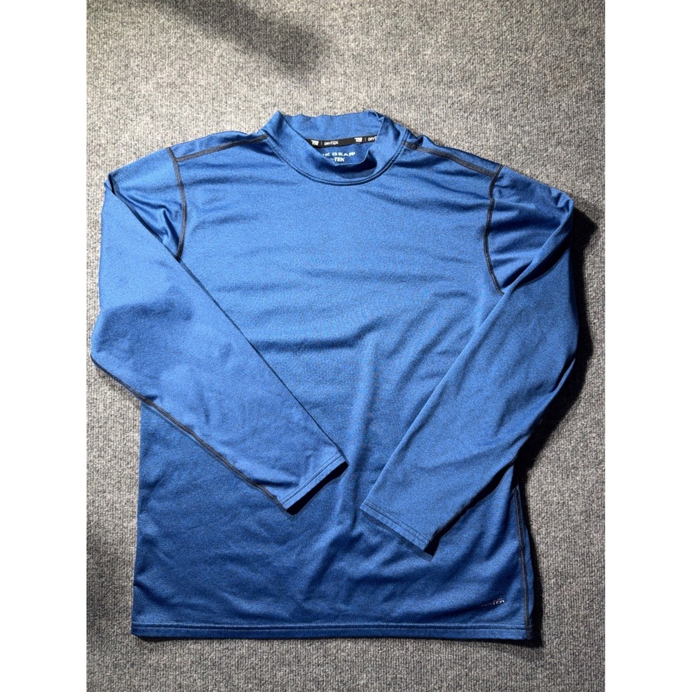 Tek Gear DryTek Mens‎ Large Blue Heathered Mock Neck Long Sleeve Athletic Shirt